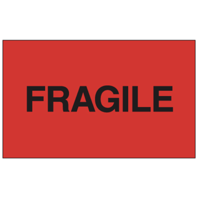 FRAGILE Label 3x5 Flourescent Red/Black