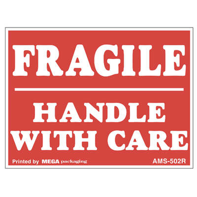 FRAGILE HANDLE WITH CARE 3x4 Label