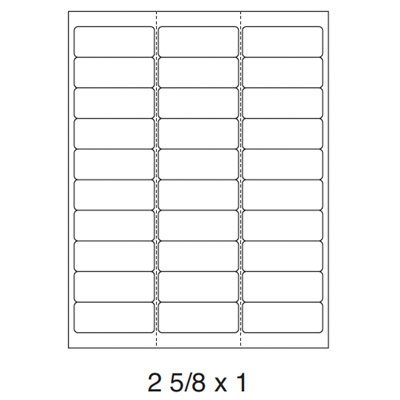 2-5/8x1 White Laser Label 30,000/cs