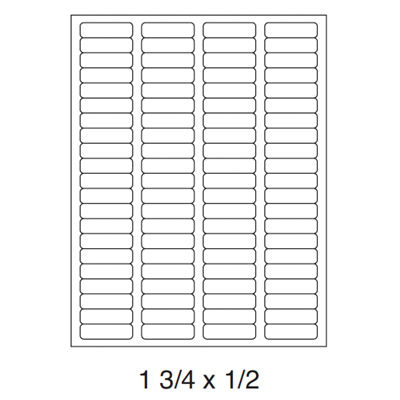 Inkjet Label 1-3/4x1/2 White 80/sheet