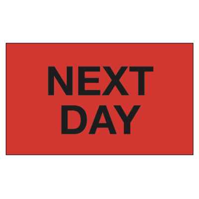 NEXT DAY Label 3x5 Fluorescent Red/Black