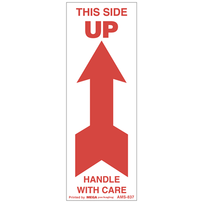 THIS SIDE UP (up arrow) HANDLE WITH